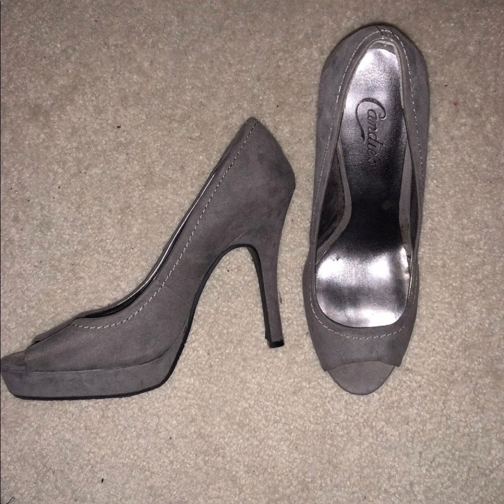Candies Gray Suede Heels
